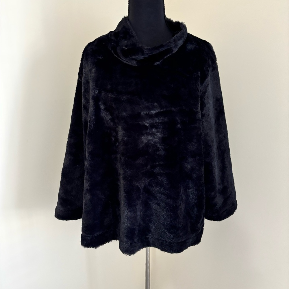 Banana Republic Black Faux Fur Cowl Neck Sweater